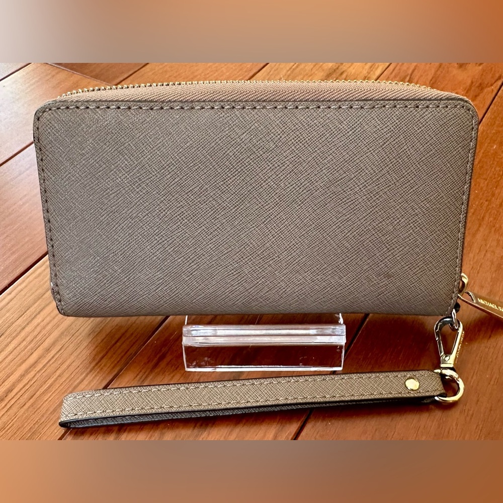 Michael Kors Saffiano Leather Taupe Wristlet Clutch - Picture 3 of 9